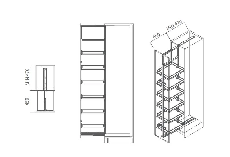 Heavy Duty 6-Tier Pull out Tall Larder Unit Kitchen Accessory