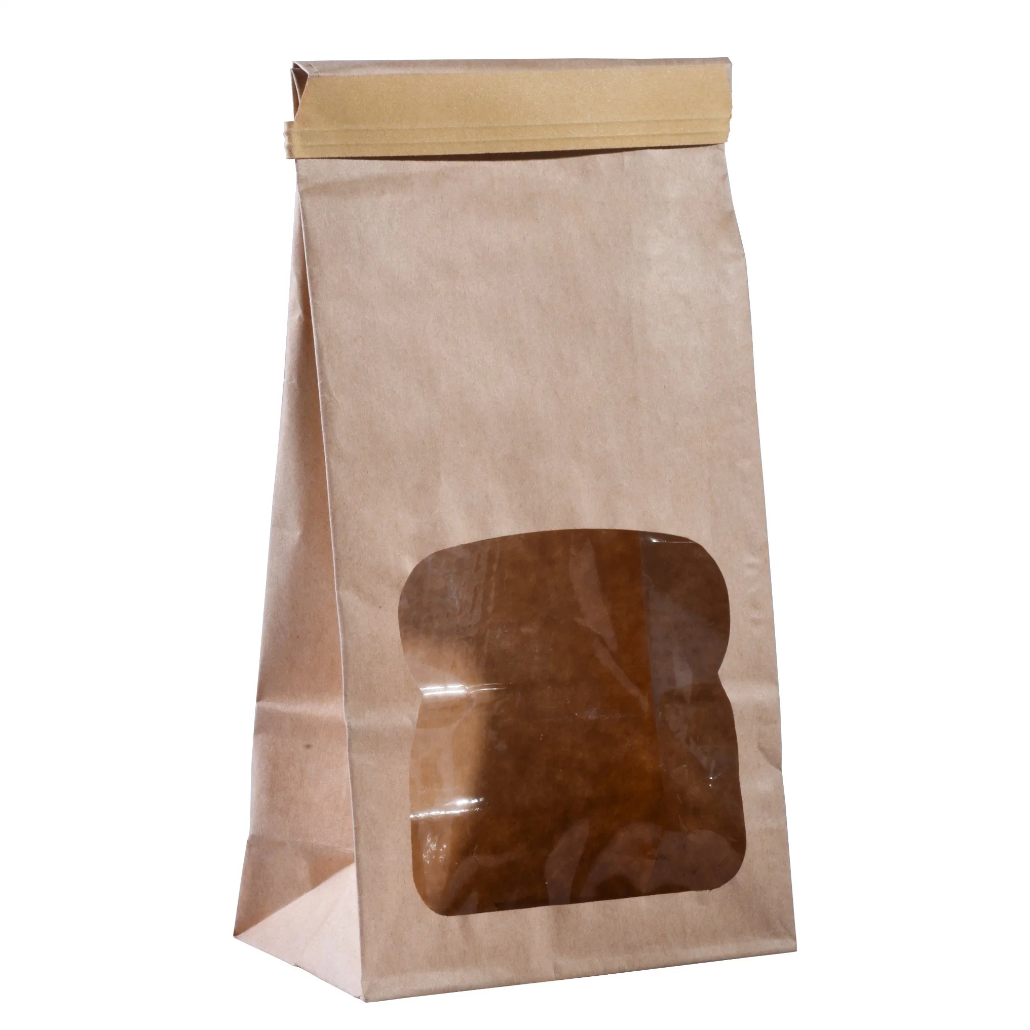 Custom Printed Zip Lock Food Packing Biodegradable Kraft Paper Flat Bottom Coffee Tea Packaging Bag