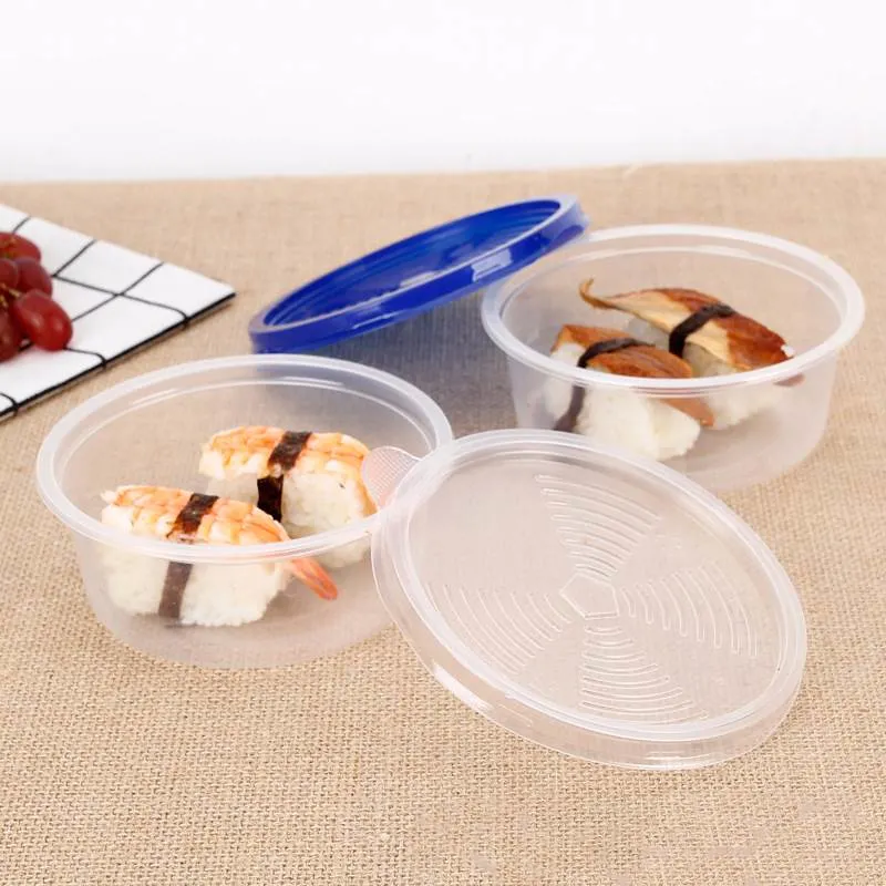 Round Disposable Lunch Box Plastic Food Container Storage Bo