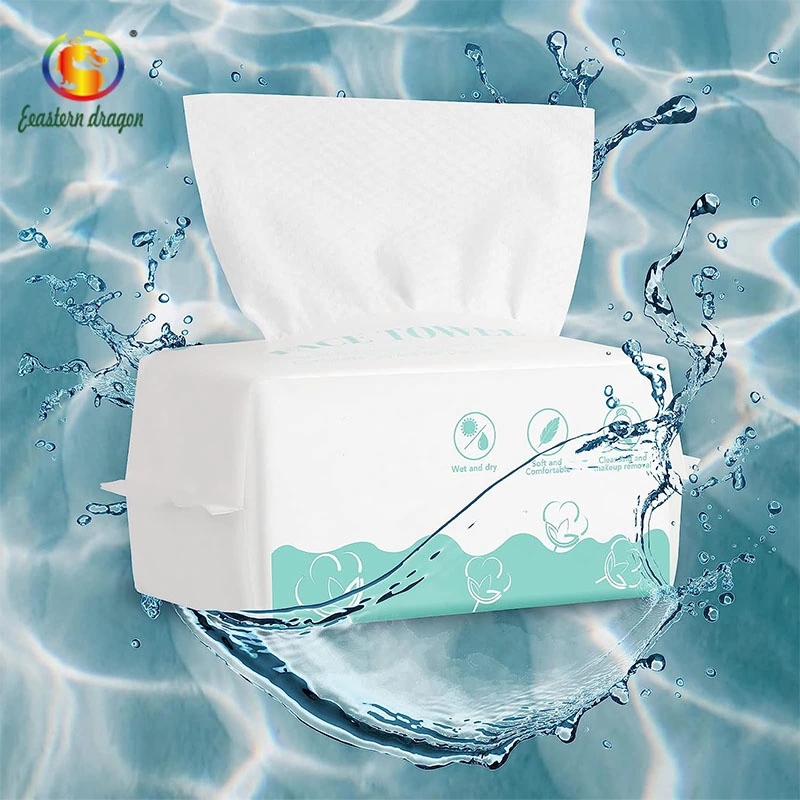 Hot Sell 100 PCS 50 GSM Wet and Dry Disposable Cotton Facial Tissuepure Cotton Face Towel Tissu Paper