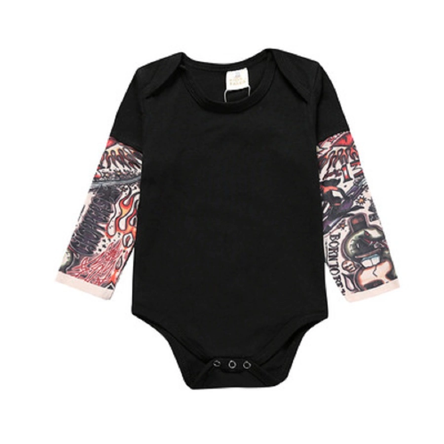 Newborn Baby Boys Infant Tattoo Print Long Sleeve Romper Jumpsuit Leotard Bodysuit Daily Wear Clothes Comfortable Clothing Esg13830