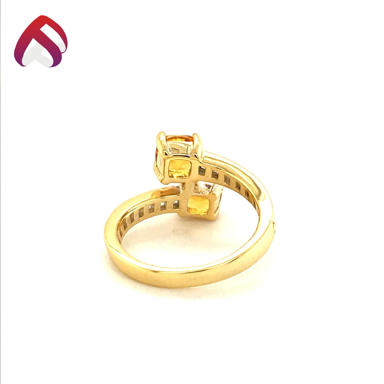 Factory Price Citrine CZ 925 Sterling Silver Adjustable Ring Jewelry for Youth