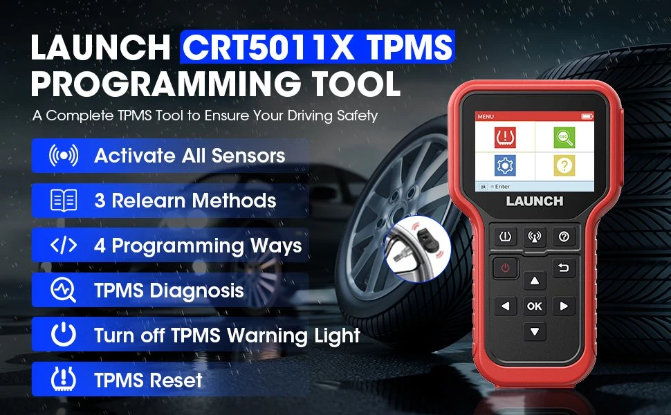 Iniciar CRT5011X Herramientas de diagnóstico del TPMS Herramientas del TPMS Programador de sensores OBD2 Sensor mental presión de neumáticos automóviles Diagnóstico Automoción