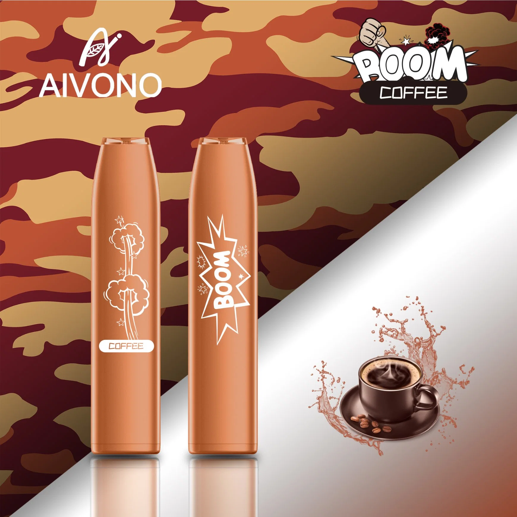 Aim Boom 600 نفخة قلم القرد القابل للاستخدام مرة واحدة مع صندوق التعبئة 500 مللي أمبير/ساعة نكهات البطارية Aivono 12