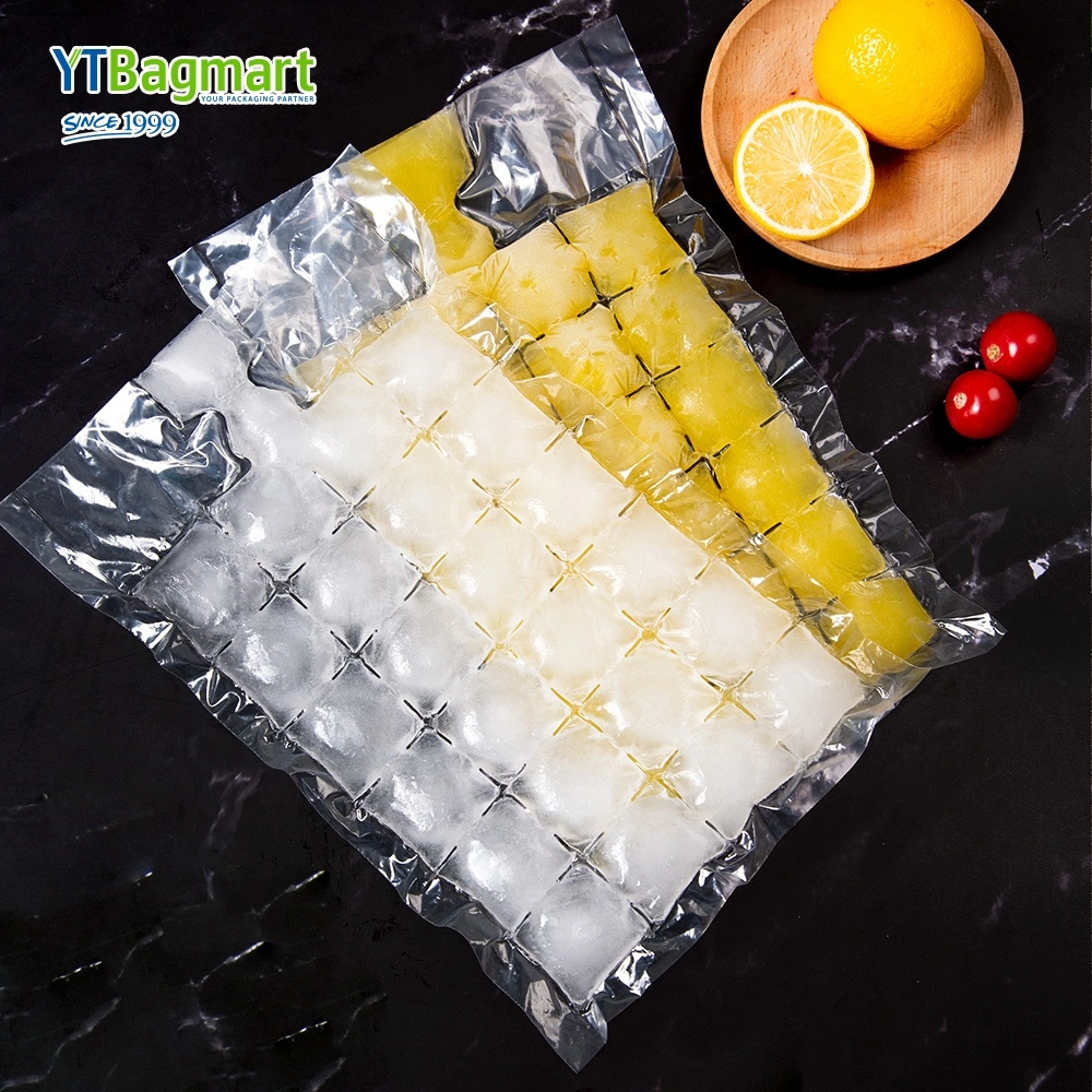 Transparent Poly Cold Seal Packaging Cubes Plastic Ice Cube Bags for Making Ice Cubes, Disposable PE Food Grade