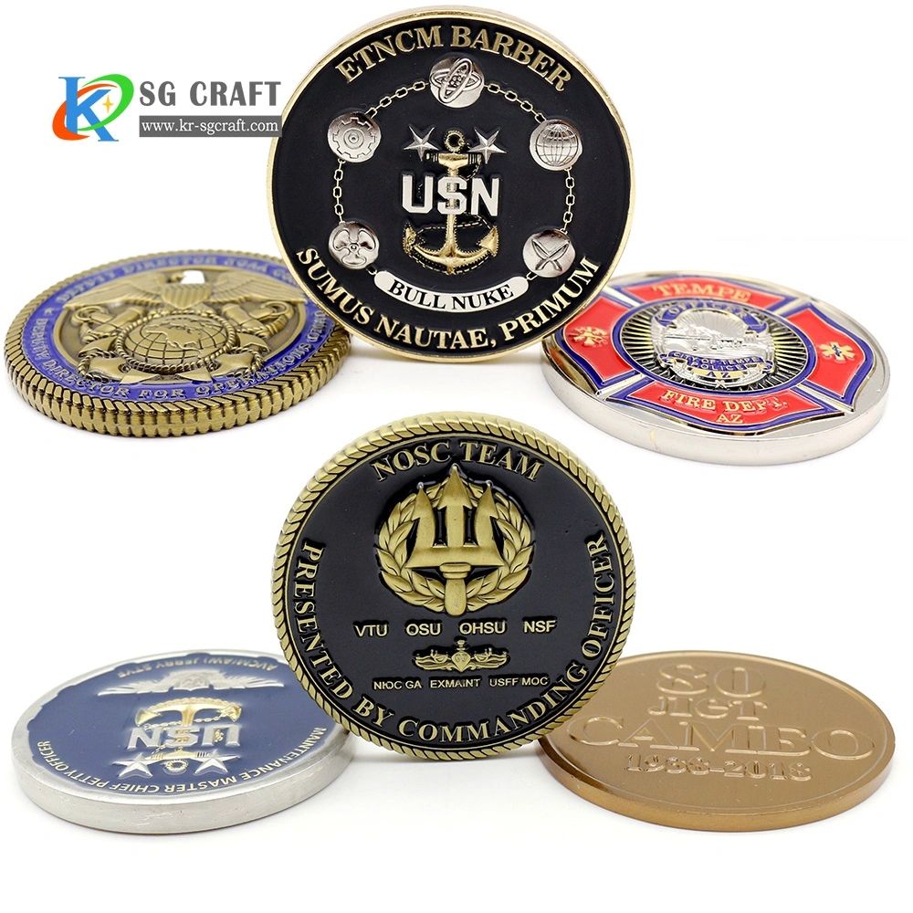 Free Sample Cheap Custom Challenge Coin 3D Navy Trading Old Seal Baseball Spinning Bottle Masonic Canada Armor God Police Blank Challenge Coin