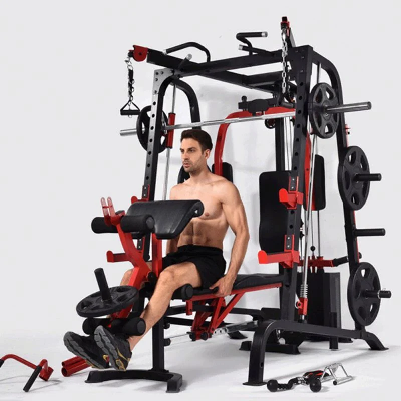 Professional Multifunctional Home Exercise Multi Squat Leg Raiser Bench and Barbell All in One Smith Machine Gym Equipment