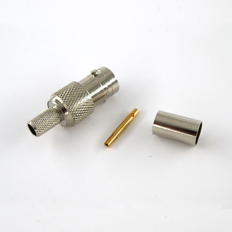 Conector coaxial RF de crimpado hembra BNC 75ohm para Rg59 Cable con anillo de goma