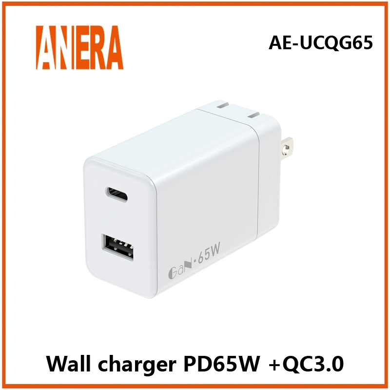 Universal Fast Charger Pd 65W EU/US/UK-Stecker Netzteil USB C Ladegerät für Laptop-Schnellladegerät QC 3,0 Ladegerät