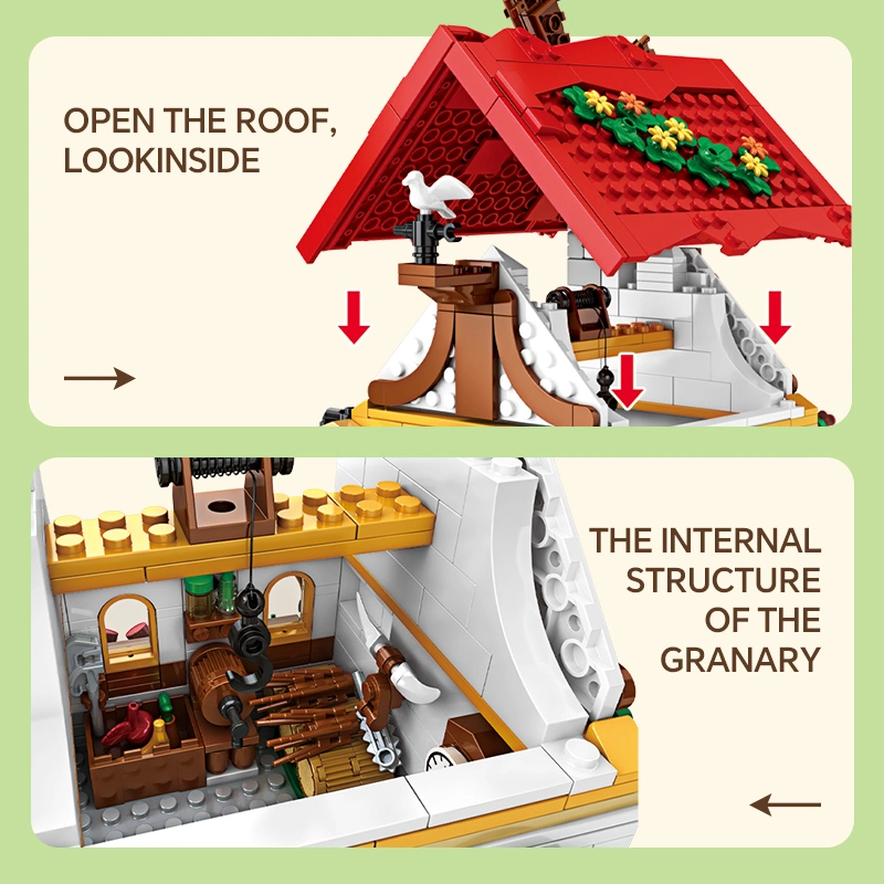 Woma Toys 12108 Maison de Carrosse Éducative pour Enfants Blocs de Construction de Chevaux Thème Ferme de Grange en Plastique Jouet Éducatif Intellectuel Jouets Éducatifs