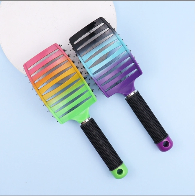 Customized Logo Hollowed-out Scalp Massage Comb ABS Detangling Vent Shower Hair Brush Wet Curly Detangle Hair Brush for Salon Barber Hairdressing Styling Tools