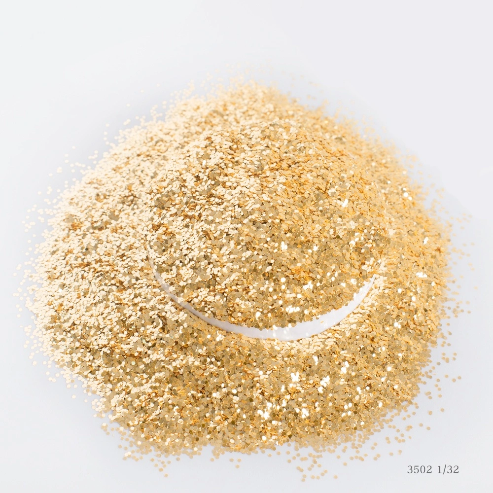 G3040 heiße verkaufende Masse sechseckige Polyester Glitter Gold Pulver Weihnachten Tapete Papier Dekoration Supplies Glitter