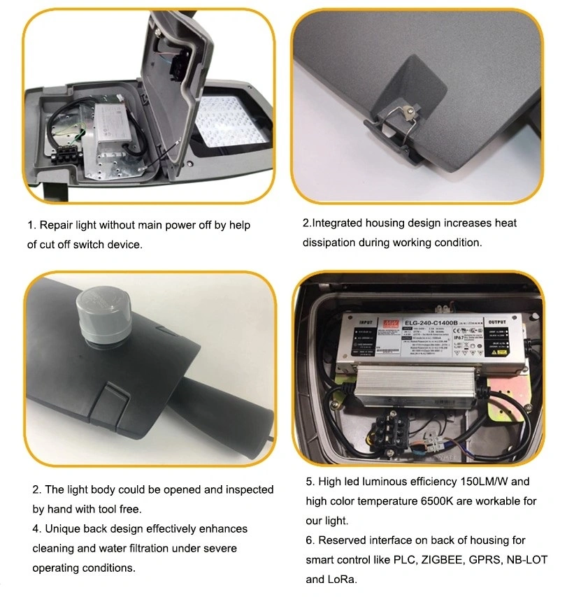 Tapa del sensor de fotocélula lámpara opcional de 100W 150W LED de luz de calle