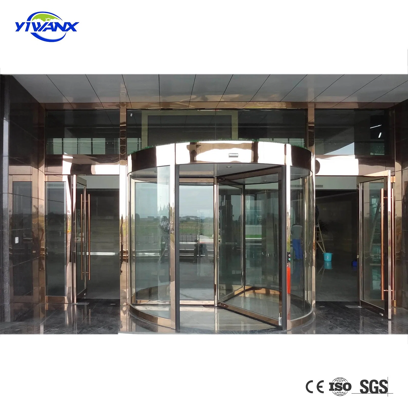 Commercial Automatic Two Wings Revolving Door, Security Door