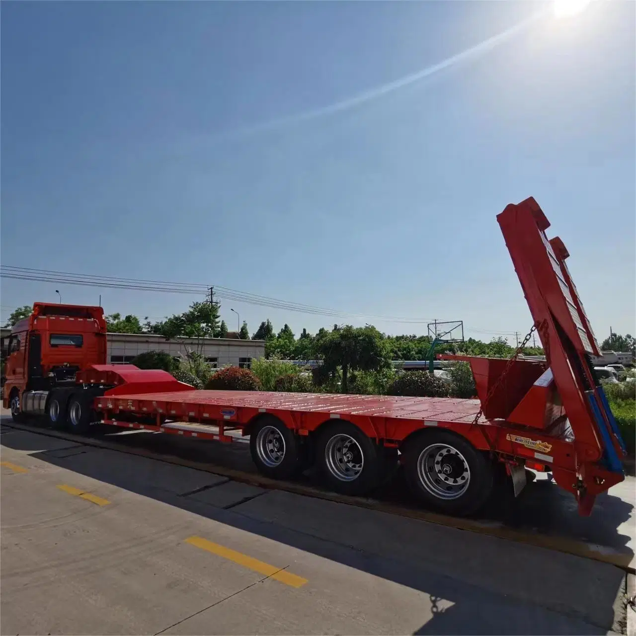 China Excavadora Transporte Gooseneck Lowboy semirremolque de cama baja