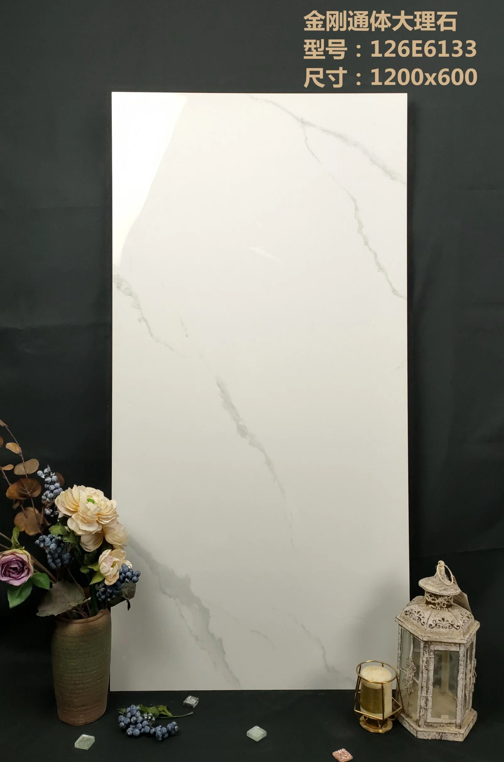 Piso em porcelana branca em mármore chinês de tamanho completo 60X120 e. Azulejo de parede