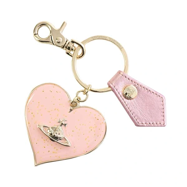 Custom Keychain Manufacturer Creative Metal Keychain Personalized Keychains Heart-Shaped Keyring with Leather Tag