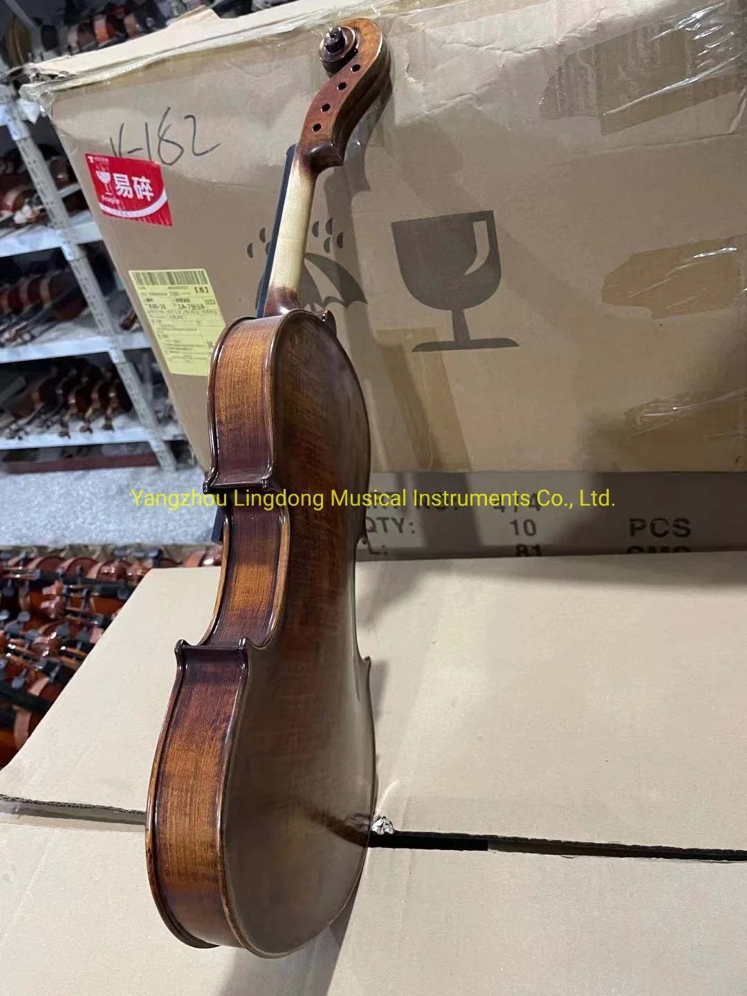 Wholesale/Supplier Handmade Natural Flame Violin with Ebony Parts in China