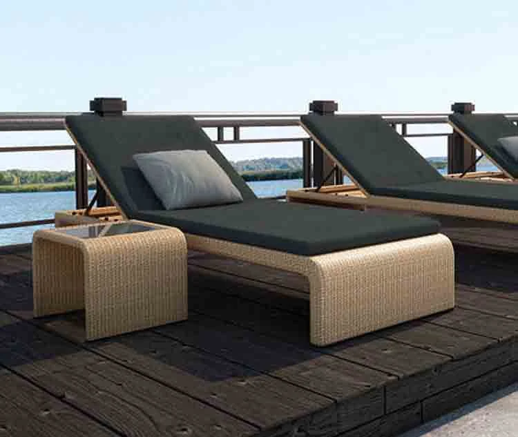 Muebles de madera de lujo al aire libre Teak Sun Lounger Beach Teak al aire libre Una única tumbona de madera Chaise