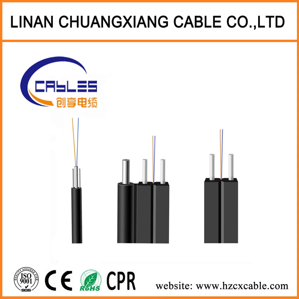 CPR Approve Optical Outdoor/Indoor Self-Support Steel Wire FTTH Optic Fiber Drop Cable G657A Flat Cable Data Cable Communication