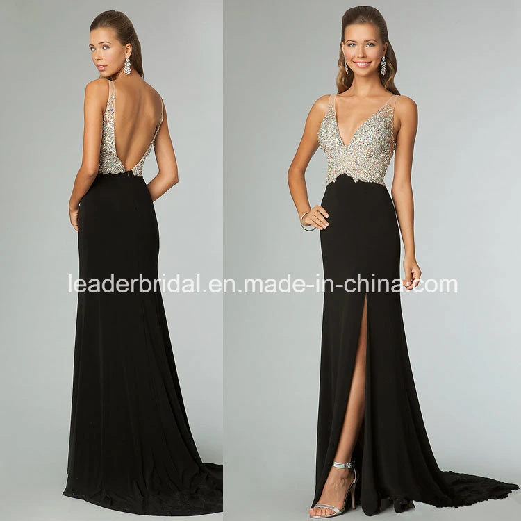 Crystal Cocktail Dress Evening Gown Split Backless Fashion Vestidos Prom Dresses Ld1551