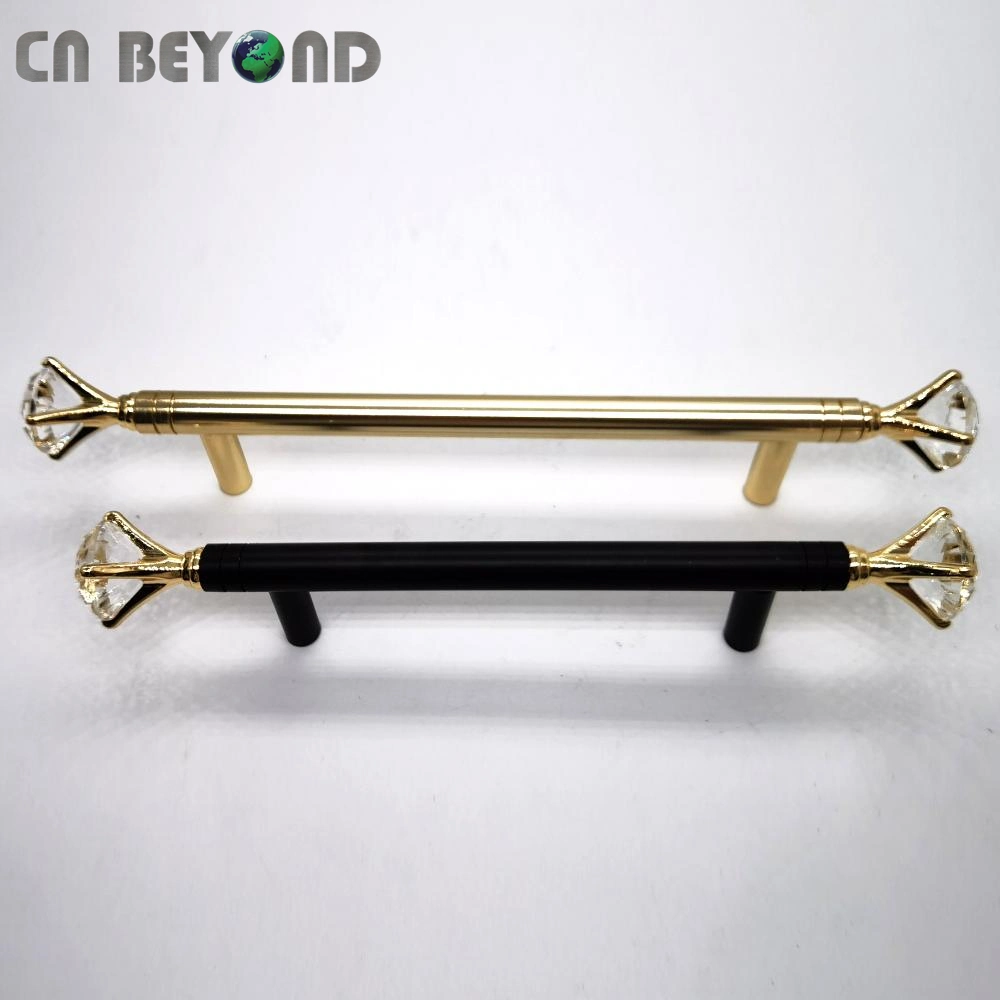 Fashion Crystal Design Zinc Alloy T Bar Door Window Kitchen Cabinet Pull