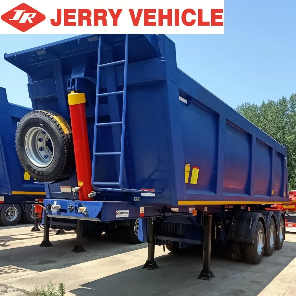 Hot Sale 3/4/6axle 40/60/80 Ton Side Tipping Tipper Hyva Hydraulic Cylinder Dump for Mine Rock Sand Ore Semi Trailer Truck