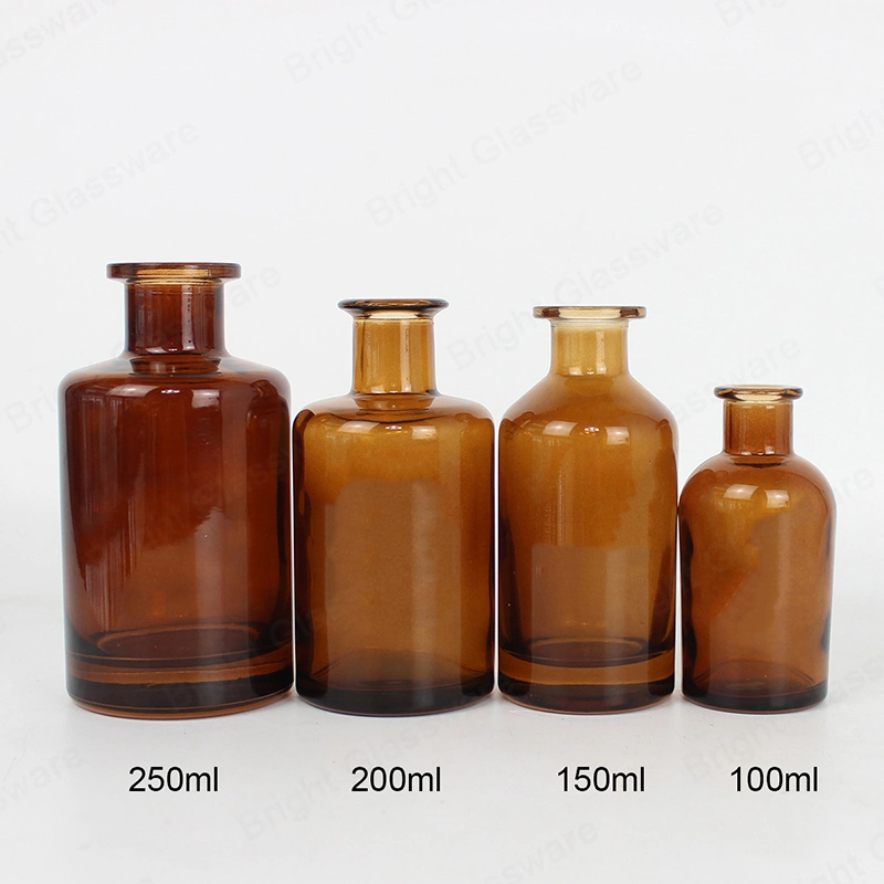 Empty Clear Glass Reed Diffuser Bottle with Rubber Cork Stopper