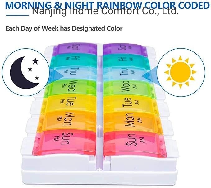 Ihomecomfort Rainbow 7 Day Digital Pill Box مع تذكير بالتنبيه موزّع الطب الذكي
