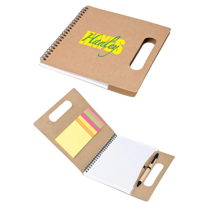 Sticky Spiral Notebook with Pen, Name Card Holder