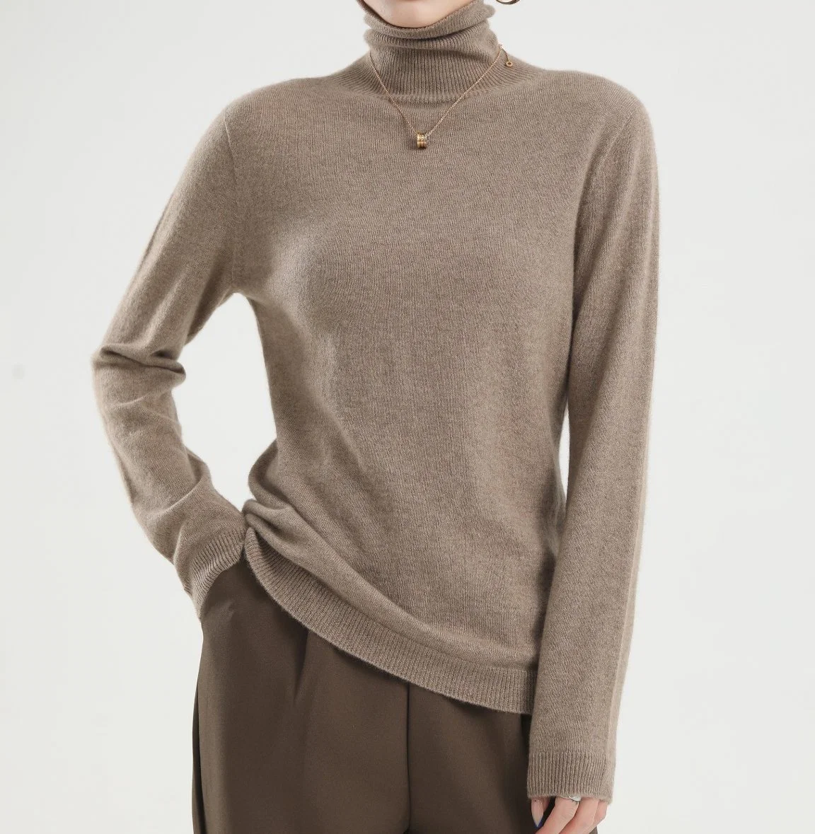 Womens Classic Turtleneck Pullover Cashmere Sweater