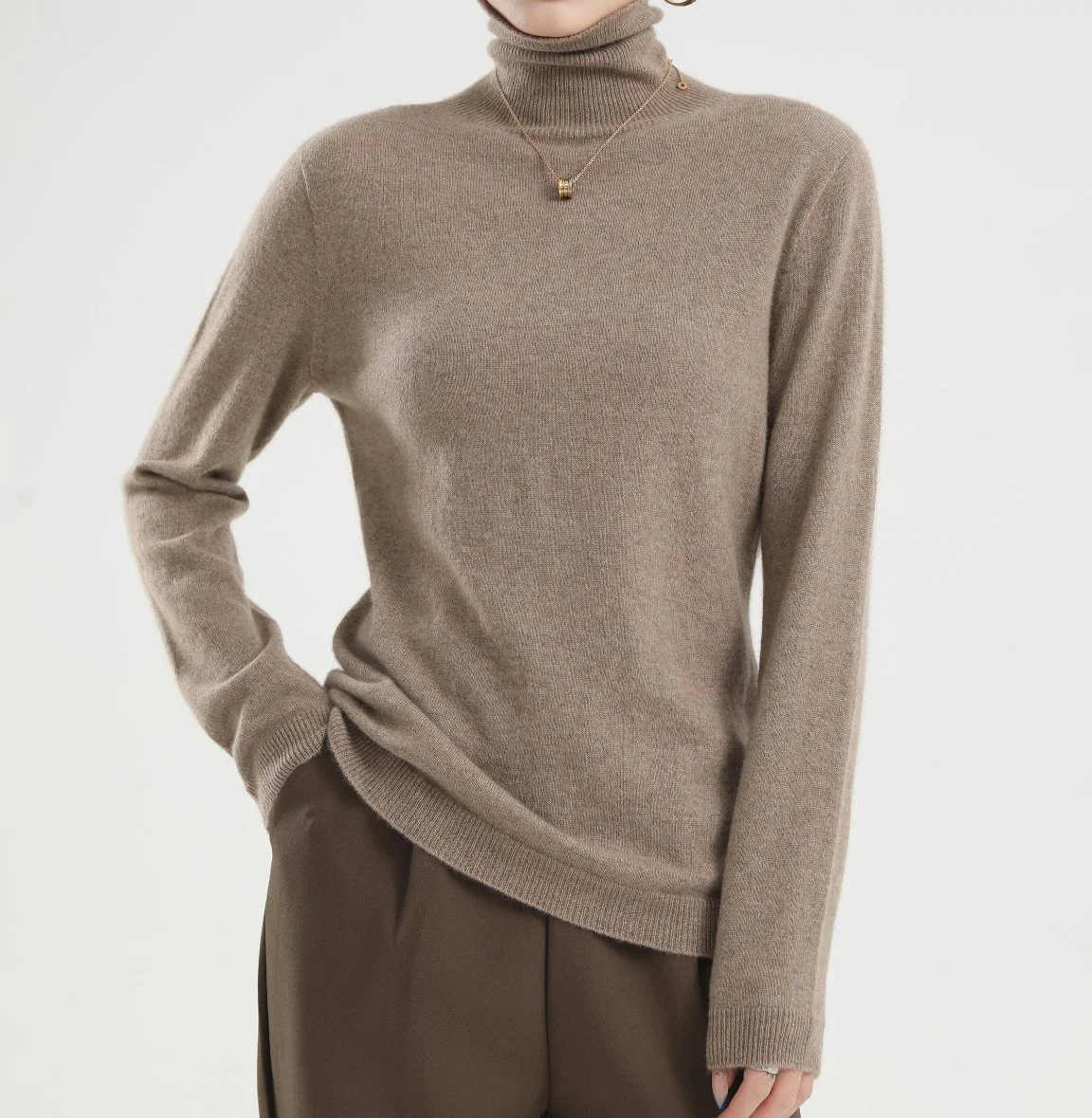 Damen Classic Rollkragen Pullover Cashmere Pullover