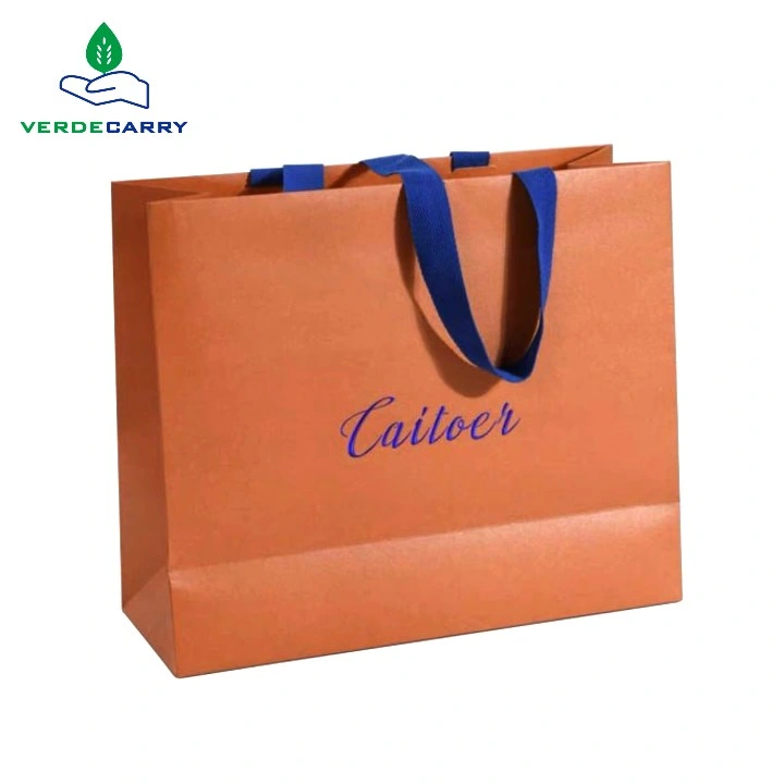 Packaging White Paper Bag Factory Price Recyclable Kraft Brown Art Clothing Shopping Luxury Gift Ribbon