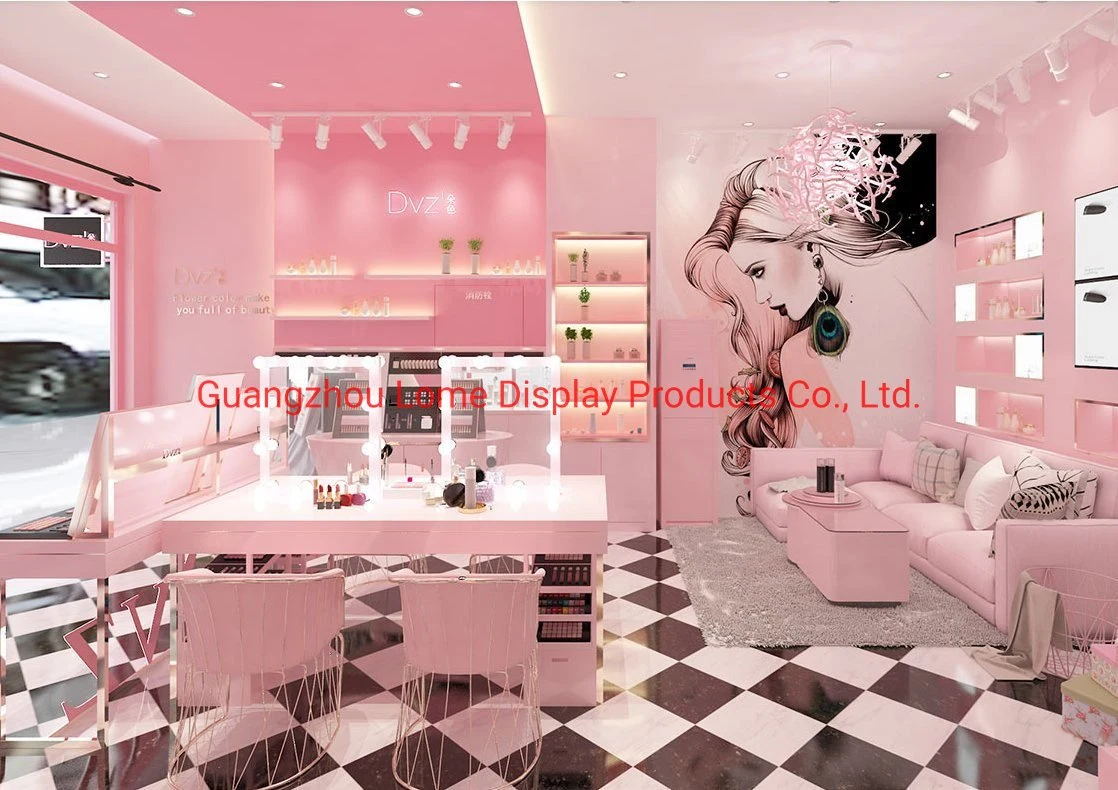 Customize Fashion Makeup Showcase Skincare Cosmetic Kiosk for Mall Display