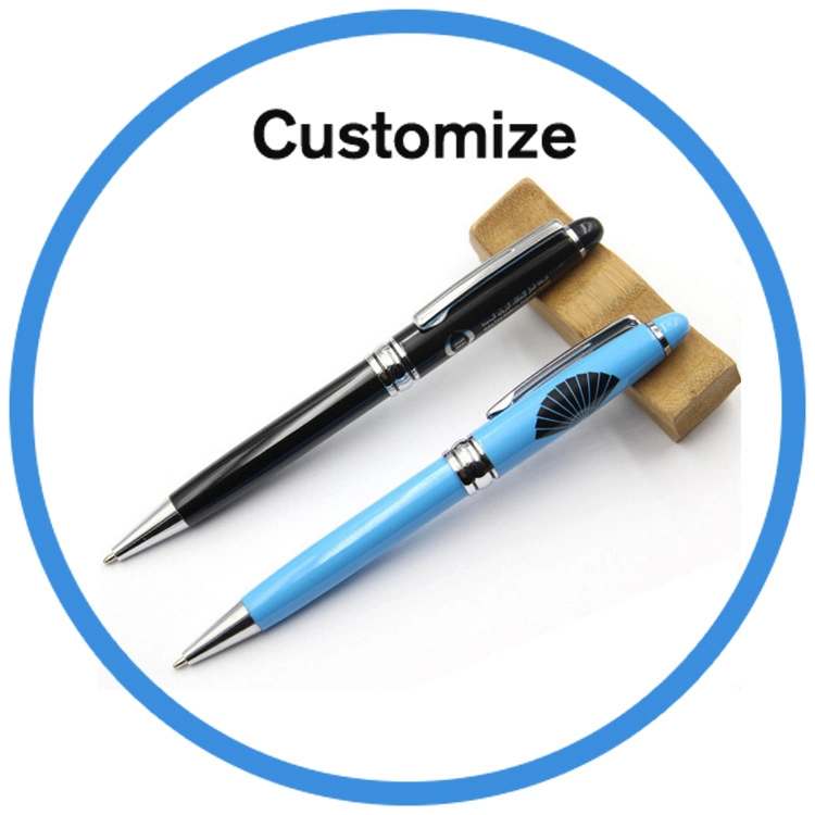 Promotion Custom Logo Office School Ballpoint Pen LED Light Metal Plastic Clip Ballpoint Pen