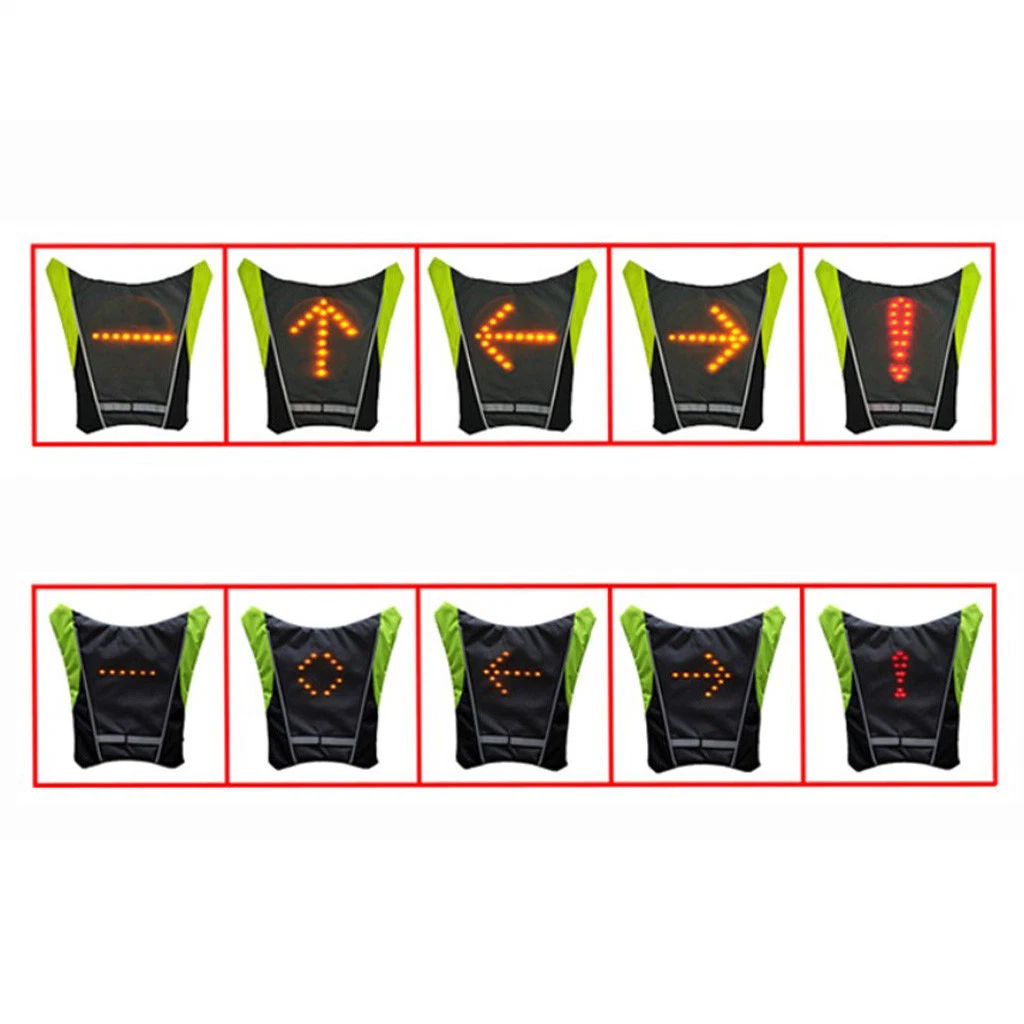 Bike Remote Control LED Direction Indicator Vest Reflective LED Turn Signal Light for Cycling Running Walking Safety at Night