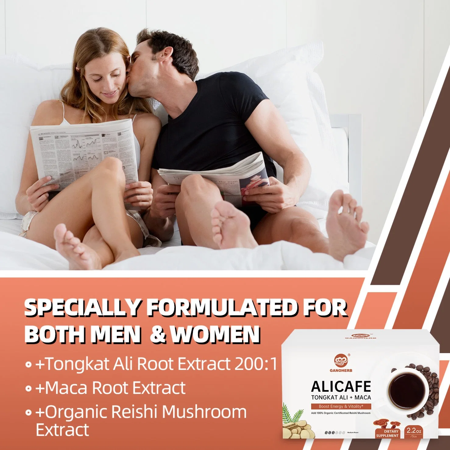 OEM ODM Ganoherb Power Coffee Energy Male Vitality Private Label Herbal Instant Black Maca Coffee