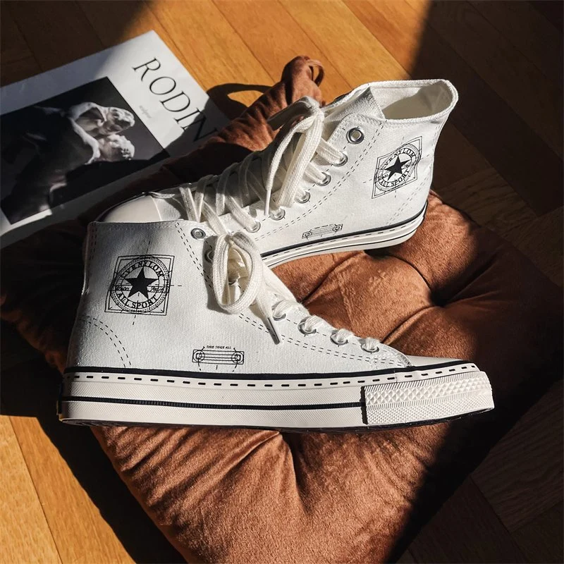 Couples Thick Sole Mens Canvas Ladies Vulcanized Footwear Women's High Top Shoes