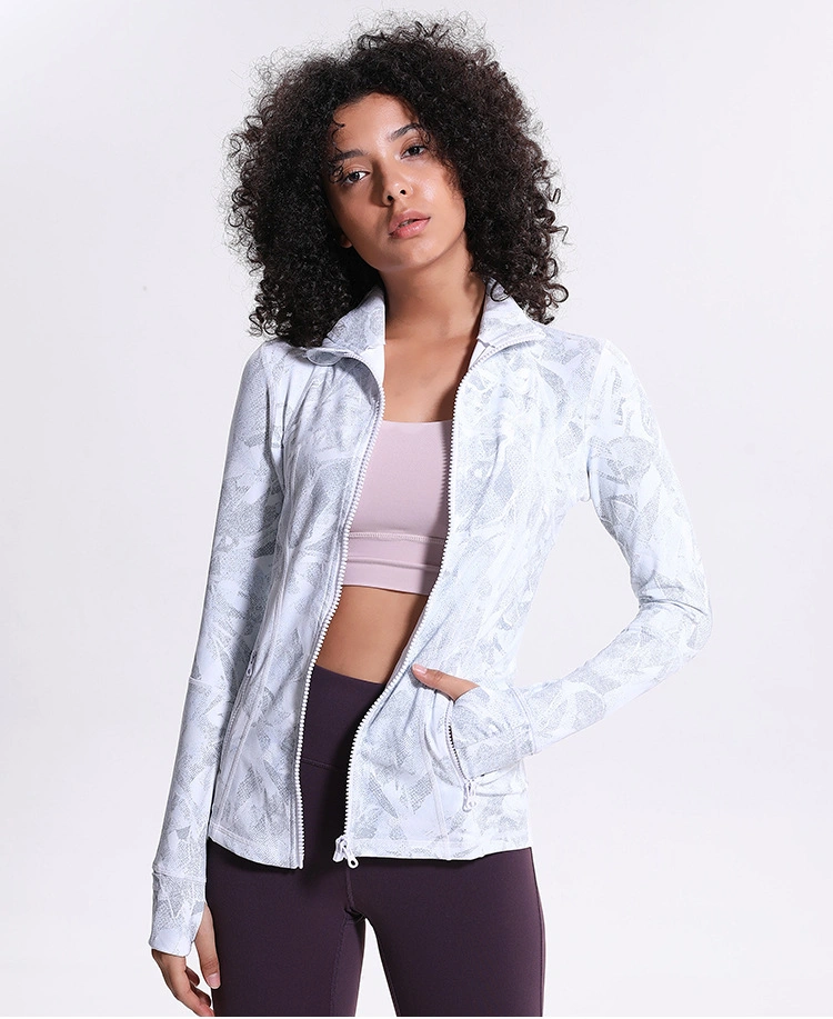 Ropa interior de yoga Sportswear Jacket impresión digital Stretch Running Fitness para mujer Desgaste