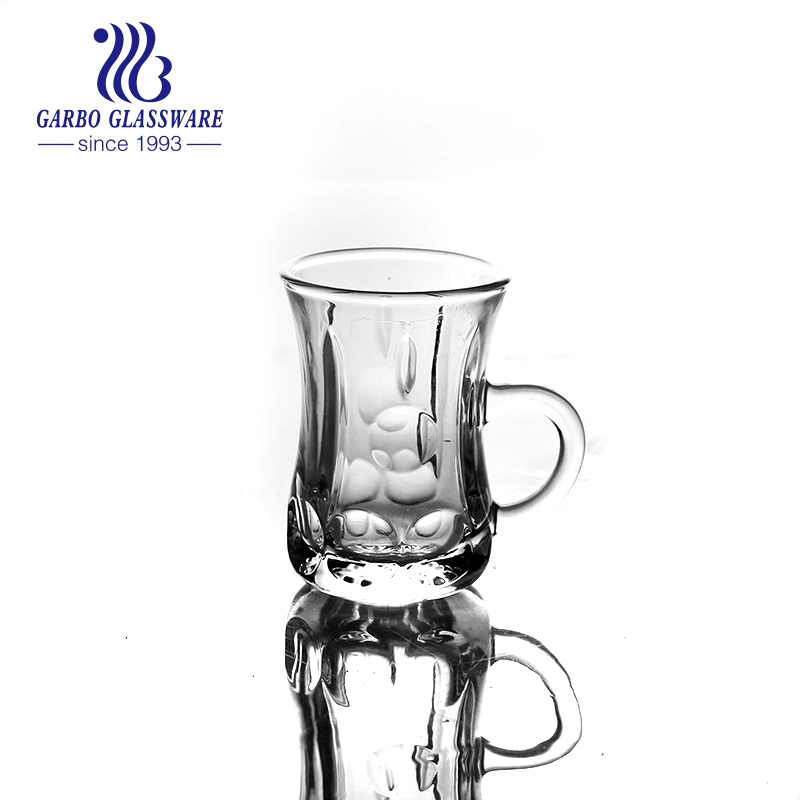 Raindrop Embossed Design Cheap Price Glass Teacup 80ml Soda-Lime Glassware Black Tea Mug for Wholesale Water Glass Cup