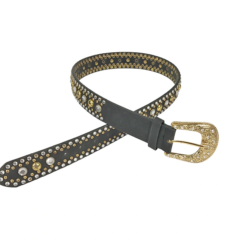 Spot Goods OEM Fashion Women Design Leather Belts Ladies PU Belt Bling Bling Diamond Studded Shiny Crystal Rhinestone Belts