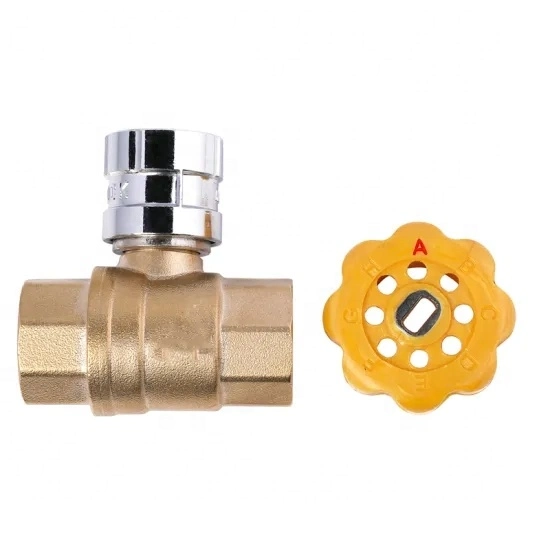 D&R 2 Way Brass Lockable Ball Valves 1/2 Inch Female Male Thread Waterproof Magnetic Lock Ball Valve Key for Water Use