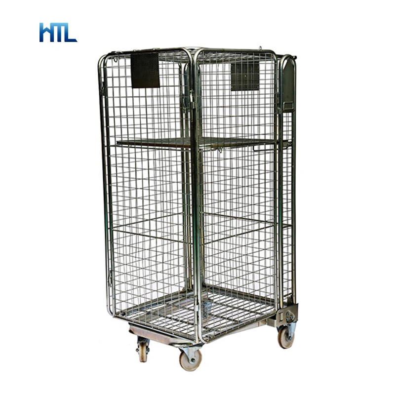 Industrial Folding Nestable Cargo Storage Steel Wire Mesh Roll Container