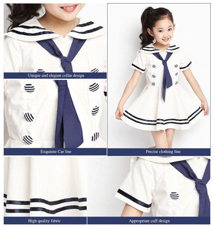 Baby Infant Girl Dress Navy Striped Cotton Sailor Collar for Girls Kids Clothes