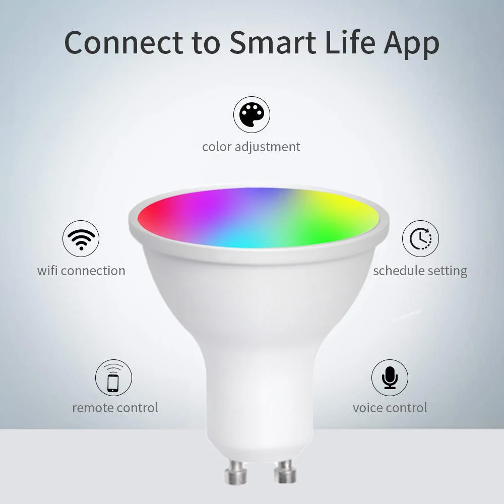 Lâmpada LED de foco Tuya WiFi de 5 W GU10 Smart