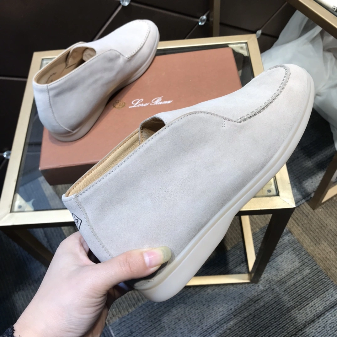 Loros Pianas Lp Suede zapatos planos de deslizamiento de la Mujer sobre la Mujer Mocasines de bloqueo de metal decorar mesas de convergencia mulas planas zapatos casual Zapatos de Damas de verano de 2023 con la caja