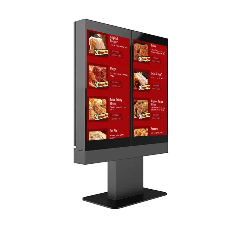 Heißer Verkauf 55 Zoll Outdoor Dual-Bildschirm Digital Drive Thru Menü Boards Wasserdichte LCD Werbung Digital Signage und Displays