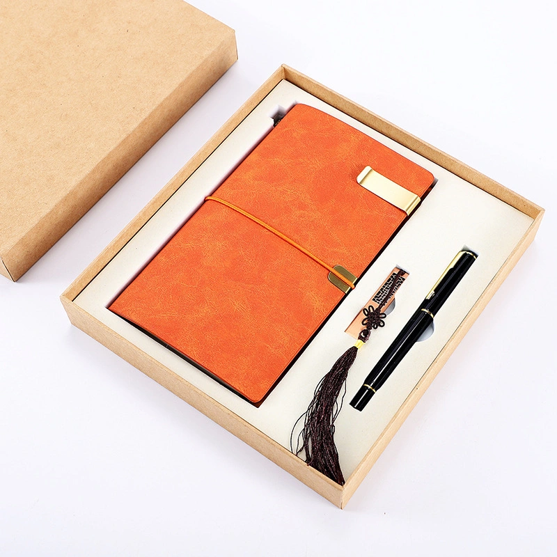 Luxury School Office Stationery Gift Set A5/A6 Gold Stamping Leather Notebook and Pen Gift Set
