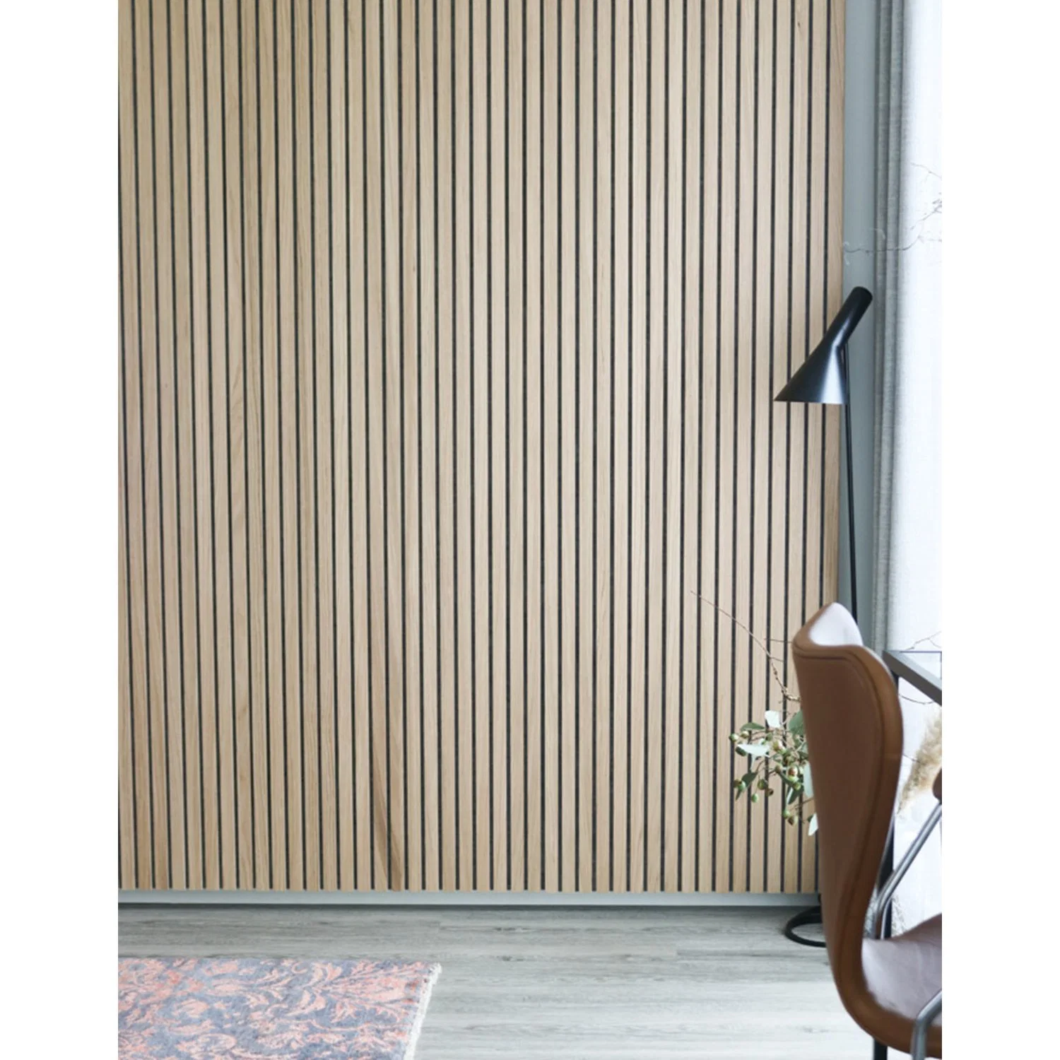 Composition MDF Wooden Slatted 3D Red Soundproof Acustic Timber Wood Slats Acoustic Wall Panels