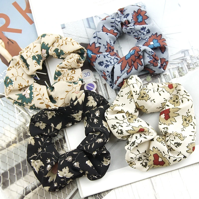 Fashion Beautiful Silk Scrunchies with Digital Print